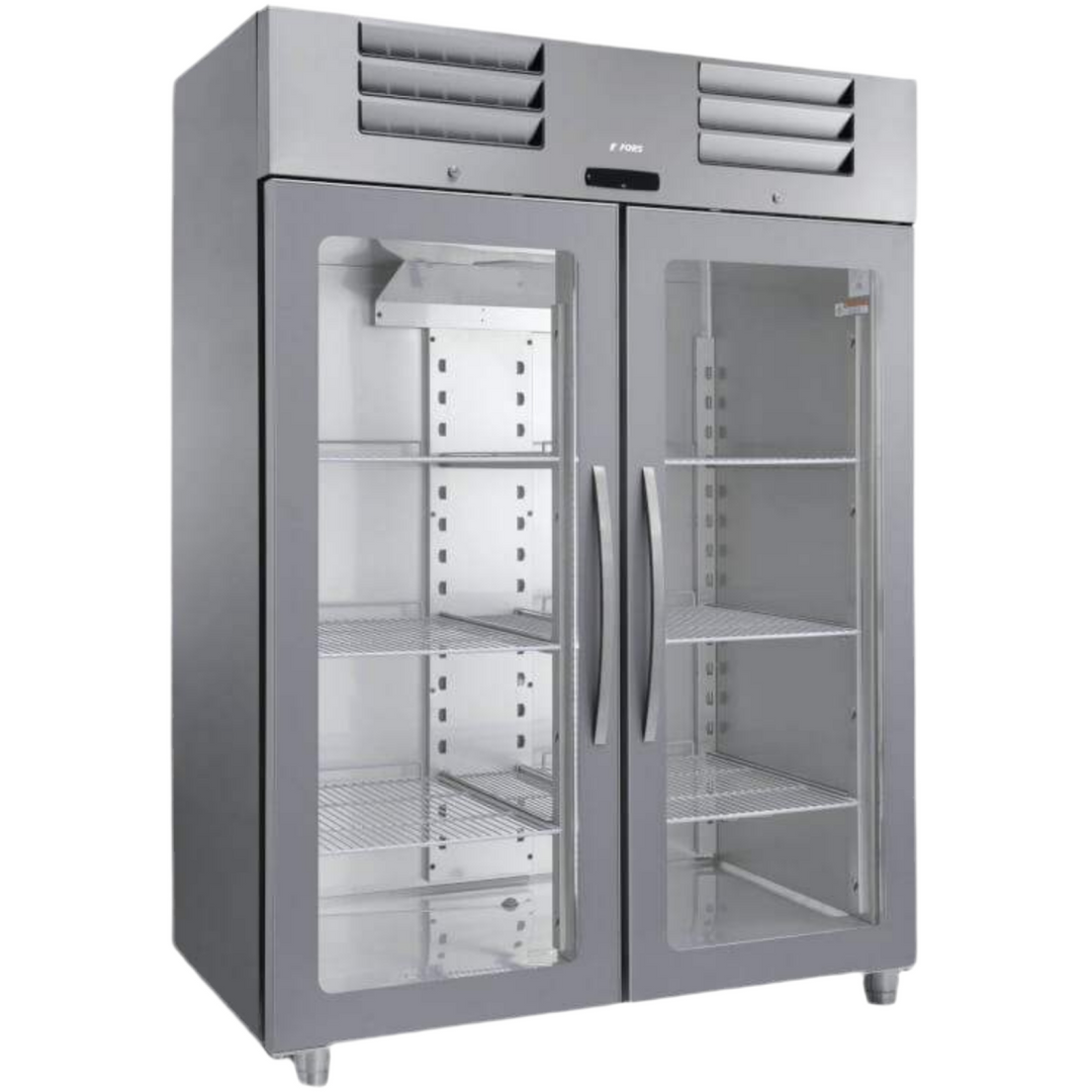 FORS Gefrierschrank, doppelte Glastür, Edelstahl, GN 2/1 - DGFV 1400 GES