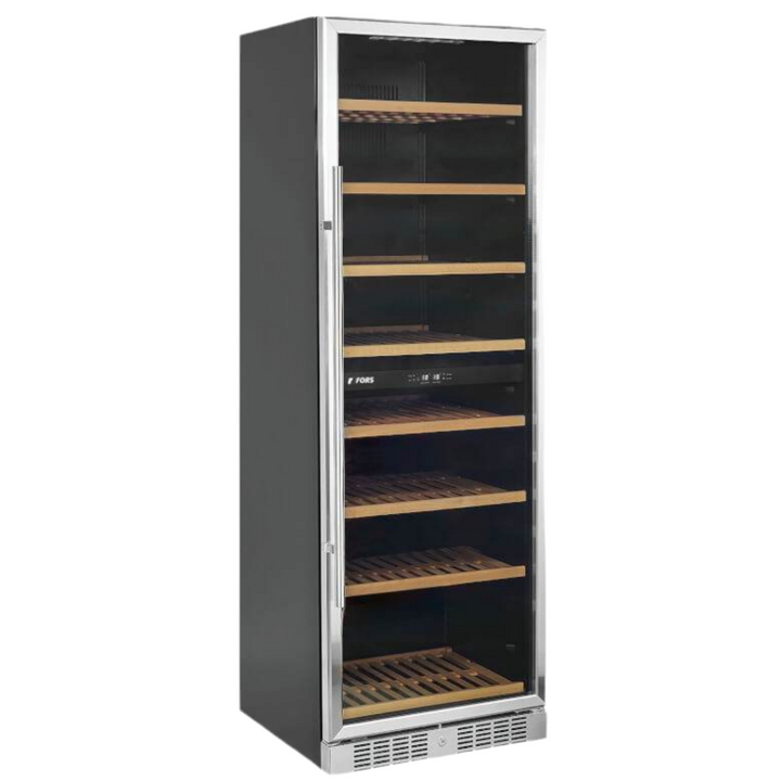 FORS VC 176163 GES Weinkühlschrank – Glastür, Schwarz/Edelstahl, 2 Zonen