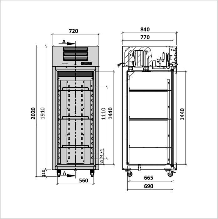 FORS Kühlschrank, Volltür, Edelstahl, GN 2/1 - GCV 700 ES