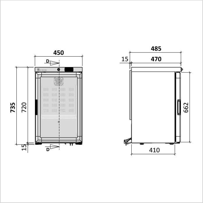 FORS Kühlschrank, Glastür, weiß - CCV 50 WG
