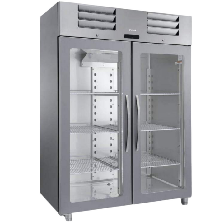 FORS Kühlschrank, doppelte Glastür, Edelstahl, GN 2/1 - DGCV 1400 GES