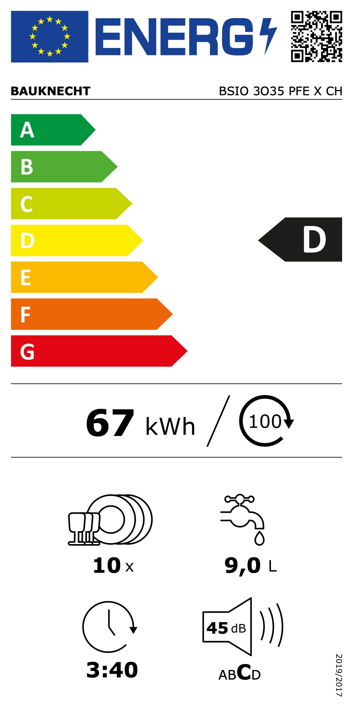 Bauknecht BSIO 3O35 PFE X CH Geschirrspüler
