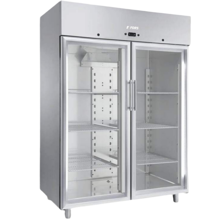FORS Kühlschrank, doppelte Glastür, Edelstahl, GN 2/1 - DGCV 1401 GESSL