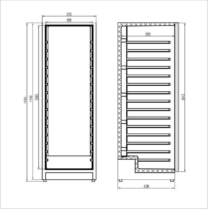 FORS VC 176163 NG Weinkühlschrank – Glastür, Schwarz, 2 Zonen